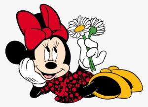 Minnie Mouse Clip Art - Minnie Mouse With Flowers #1216836
