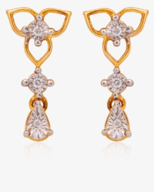 Sparkling Three Petal Diamond Earrings - Earrings #1218096