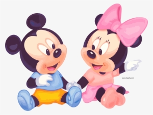 Baby Minnie And Mickey Sit Clipart Png - Mickey Et Minnie Bébé #1218739