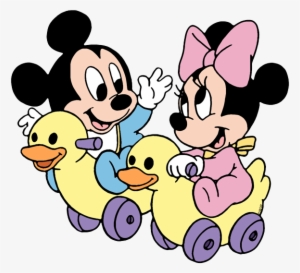 Baby Mickey, Baby Minnie On Toy Ducks - Mickey Mouse #1219096