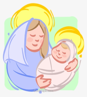 Mother Mary With Baby Jesus Royalty Free Vector Clip - Illustration #1222171