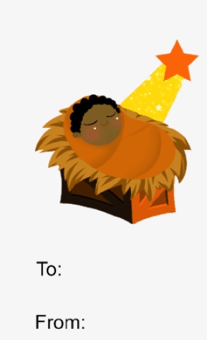 Baby Jesus In Manger Gift Tag - Clip Art #1222261