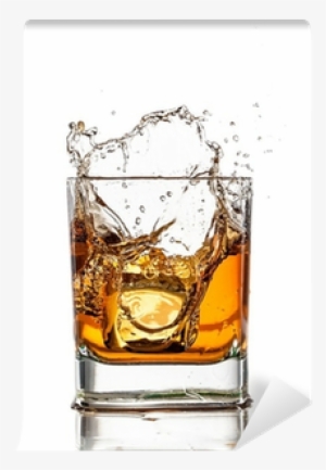 Whiskey Glass With Splash, Isolated On White Background - Amzdeal Whiskey Stones Reusable Wine Ice Cubes #1222608