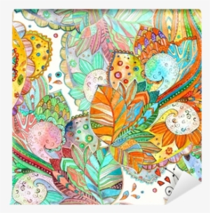 Colorful Seamless Texture With Fancy Floral - Painting #1223727