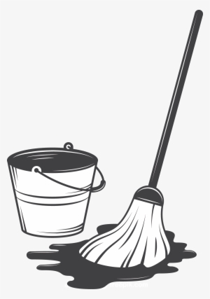 Cleaning Tool Illustration - Cleaning Black And White Floor Mop #1225179