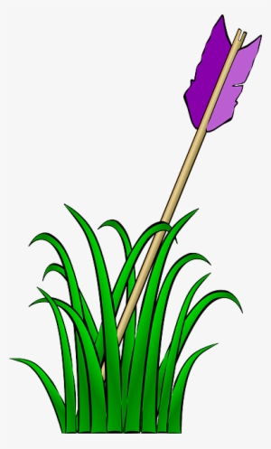 Arrow, Feather, Cartoon, Purple, Grass, Ground, Hit - Arrow In The Ground #1225616