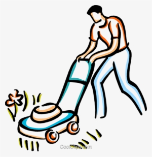 Man Cutting The Grass Royalty Free Vector Clip Art - Lawn Care Services #1226029