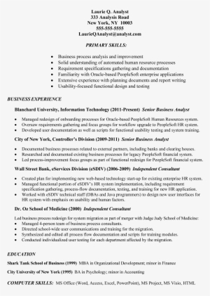 Example Of Business Analyst Resume Targeted To The - Peoplesoft Consultant Peoplesoft Resume Examples #1226119