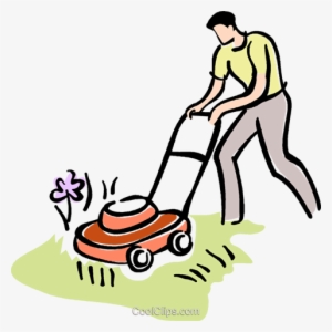 Man Cutting The Grass Royalty Free Vector Clip Art - Lawn Care Services #1226258