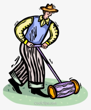 Homem Cortando A Grama Livre De Direitos Vetores Clip - Homem Cortando Grama Png #1226547
