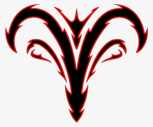 Red And Black Tribal Aries Zodiac Sign Tattoo Design - Aries Zodiac Symbol #1229157