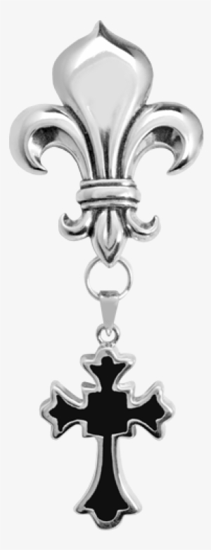 Fleur De Lis Brooch With Tattoo Cross Pendant - Fleur De Lis Heart #1229749