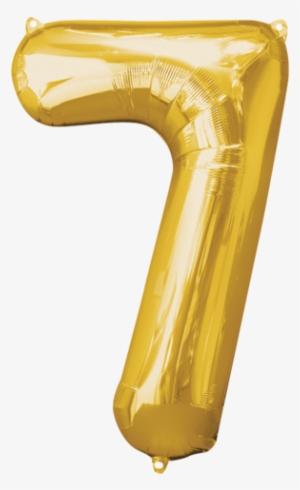 Numero 7 Dorado 28 Pulgadas Globo Metálico - Number 7 Gold Balloon #1230438