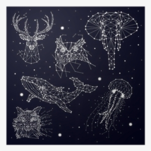 Set Of Constellation , Elephant, Owl, Deer, Whales - Creative Vector Deer Dots Stars #1232850