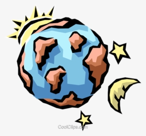 Earth, Sun, Moon, & Stars Royalty Free Vector Clip - Earth Sun And Moon #1234184