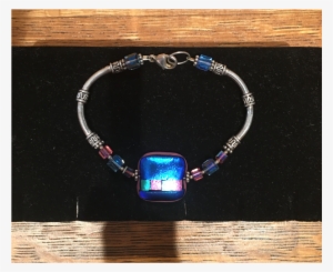 Blue And Pink Square High Glass Bead Bracelet By Bobbie - Bracelet #1236914