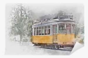 Yellow Tram In Lisbon, Portugal, Watercolor Wall Mural - Aquarelle Lisbonne #1239839