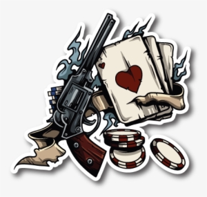 Gambling Chips Guns And Cards Sticker #1240989