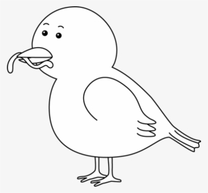 Sea Bird Clipart Bird Beak - Clipart Black And White Birds Eating #1243538