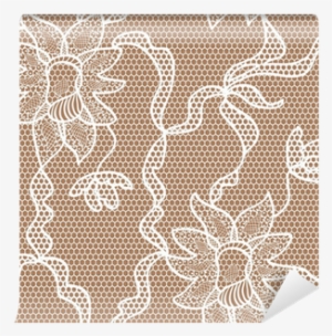 Beige Lace Vector Fabric Seamless Pattern With Orchids - Textile #1243716