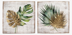 Wall Art Palm Monstera W Gold Leaf - Swiss Cheese Plant #1243880