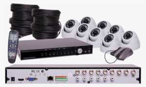 Ava Cctv Dvr And 8 Camera Dome Package - Cctv Camera With Dvr Png #1244508