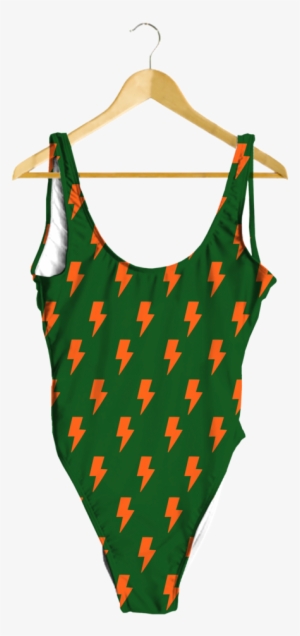 Orange & Green Lightning Bolt One-piece - Checkered One Piece #1244617