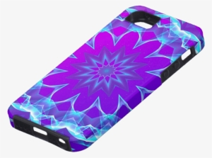 Psychedelic Stars, Abstract Violet Purple Glow Mandala - Mobile Phone Case #1246063