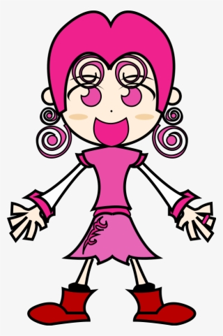 Cartoon Anime Child Girl Drawing - Pink Girl Cartoon Art Shower Curtain #1248505