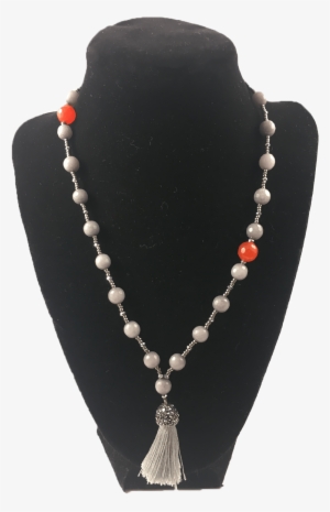 Grey Tassel - 7.5-8.5mm Pink Freshwater Pearl Chain Necklace With #1249013