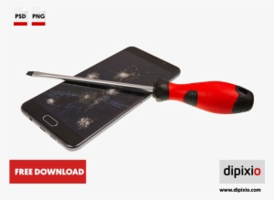 Free Photo Of Smartphone With Broken Screen And Screwdriver - Yellow Chilli Png #1249688