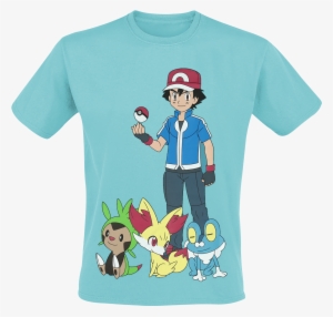 Pokemon - Ash Ketchum - T-shirt - Turquoise - Mens Aqua Pokemon T-shirt #1251310