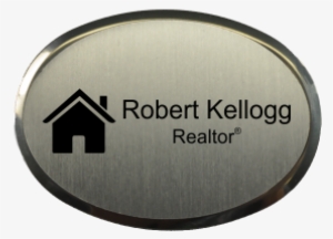 Real Estate Oval Name Tag With Executive Holder - Metal Oval Nametag #1255225