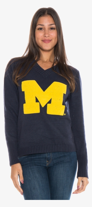Michigan Wolverines Women's V-neck Sweater - Girl #1258790