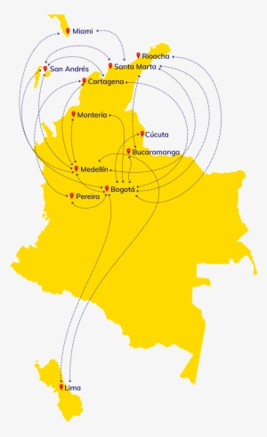 Vuelos En Conexión - Colombia Blank Map #1260631