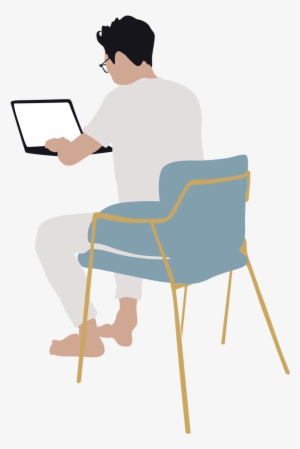 Man Working On Laptop Vector - Sitting #1261347