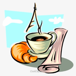 Coffee In Paris Royalty Free Vector Clip Art Illustration - Круассан С Кофе Пнг #1263513