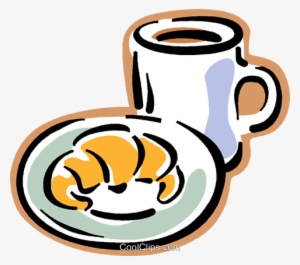 Croissant With Cup Of Coffee Royalty Free Vector Clip - Кофе И Круассан Png #1263601