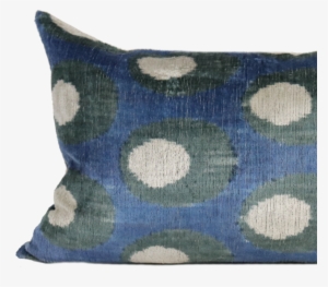 Blue Dot Velvet Ikat - Cushion #1264067