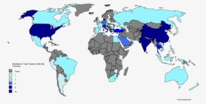 Top 100 Tourist Cities By Country - Number Of Tourists Map #1264328
