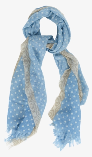 Light Blue Dot Printed Cashmere Scarf - Film #1264375
