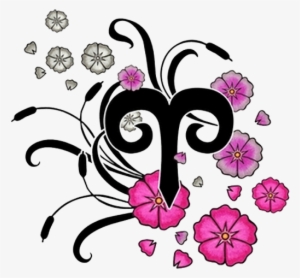 Aries With Flowers - Cancer Zodiac Symbol With Flowers #1265638