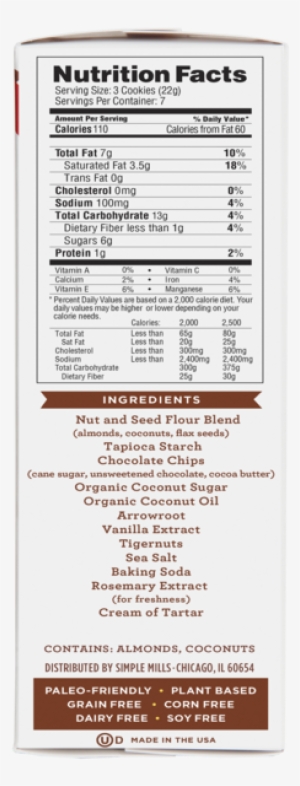 Simple Mills Chocolate Chips Nutrition Facts #1266722