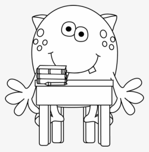 Black And White School Clipart - School Monster Clipart Black And White #1268112