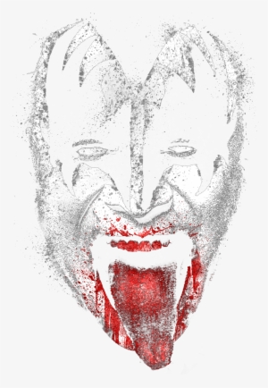 Kiss Demon Face Juniors V Neck T Shirt - T-shirt #1269693