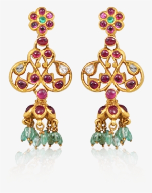 Ruby Emerald Chandelier Earrings - Earring #1270962