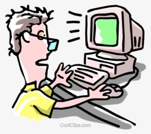 Hombre Trabajando En La Computadora Libres De Derechos - Clip Art #1271182