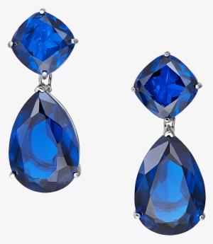Angelina Drop Omega Clip On Earrings Blue - Blue Stone Clip On Earrings #1271588