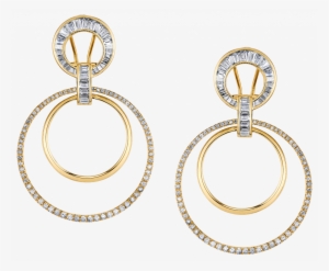 Mixed Diamond Doorknockers In 18k Gold - Big Gold Earring Png #1271608