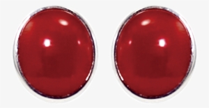 Oxblood Coral Cabochon Earrings Set In 18 Carat Gold - Earrings #1271693